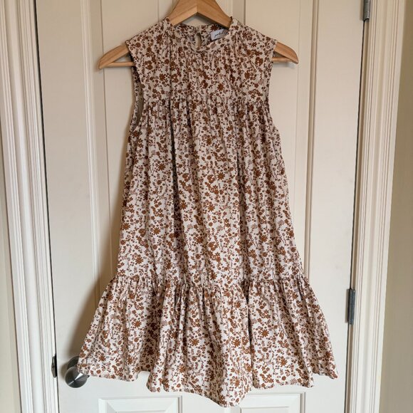 Petal and Pup Liliane Cream Brown Floral Romantic Boho 100% Cotton Size 4 - Picture 2 of 5